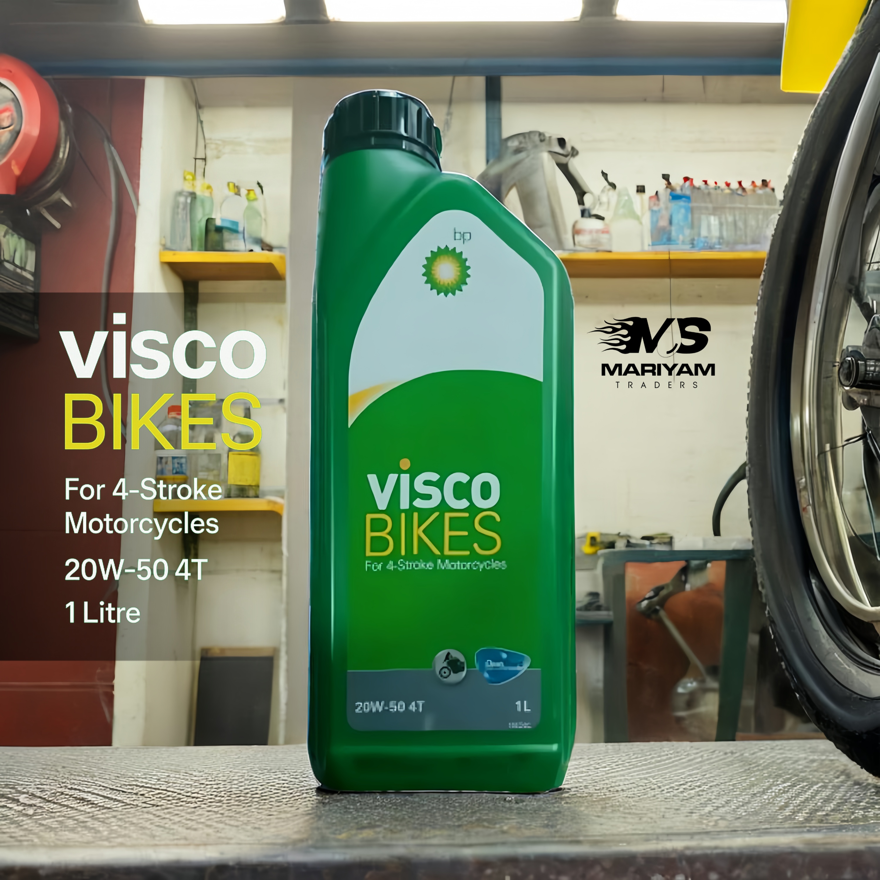 BP Visco Bikes for 4-Stroke Motorcycles 20W-50 4T, 1 Litre.